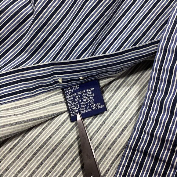Tommy Hilfiger Navy and White Striped Button-Down Shirt - Picture 8 of 11